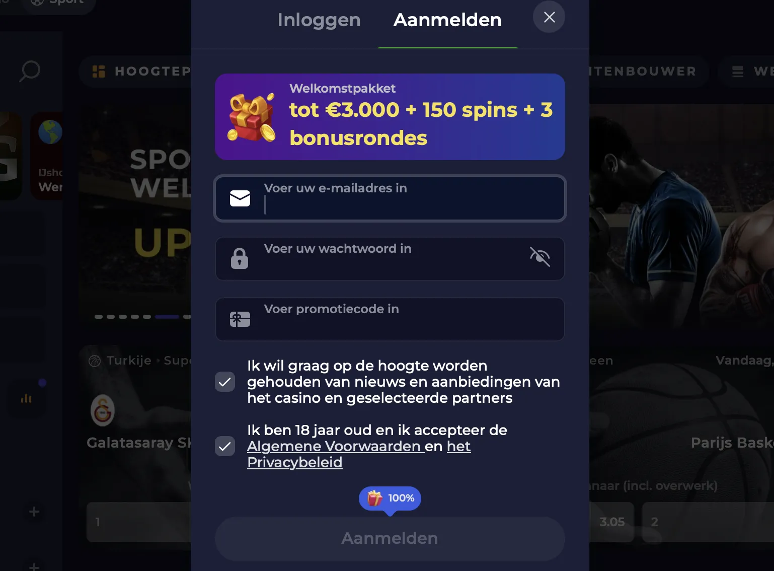 Registratie proces casino b7